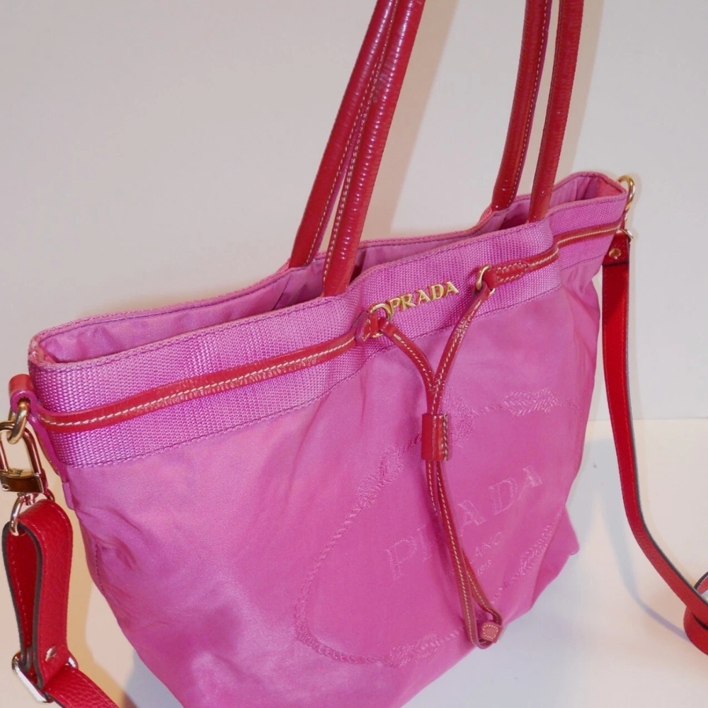Prada Fuchsia and Red Tote Bag